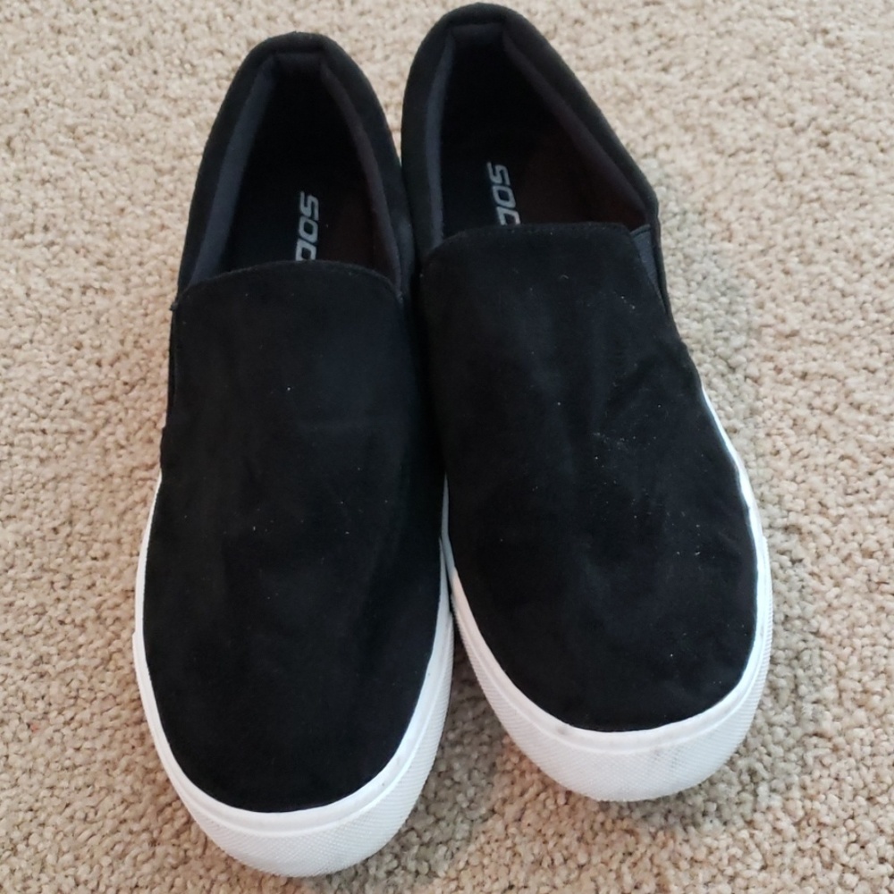 Memory foam, suede slip ons
